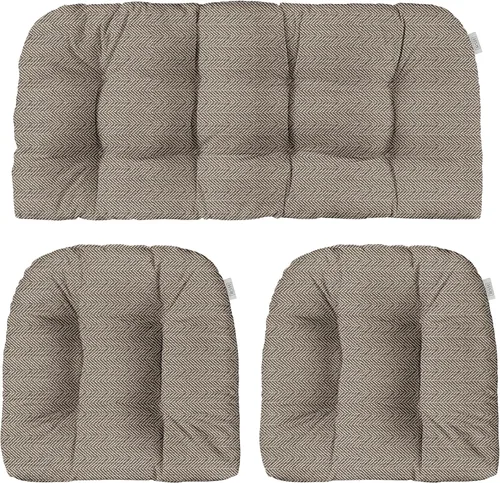 Miniatura 103 de RSH DECOR: Sunbrella 3-Piece Tufted Wicker Cushion Set 44" x 22" & 22" x 22" Outdoor Loveseat & U-Shaped Seat Cushions Crafted with