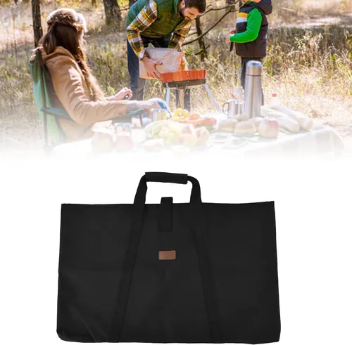 Miniatura 6 de Bolsa de almacenamiento de mesa plegable portátil con capa intermedia de esponja - Funda de transporte multifuncional al aire libre negra de tela