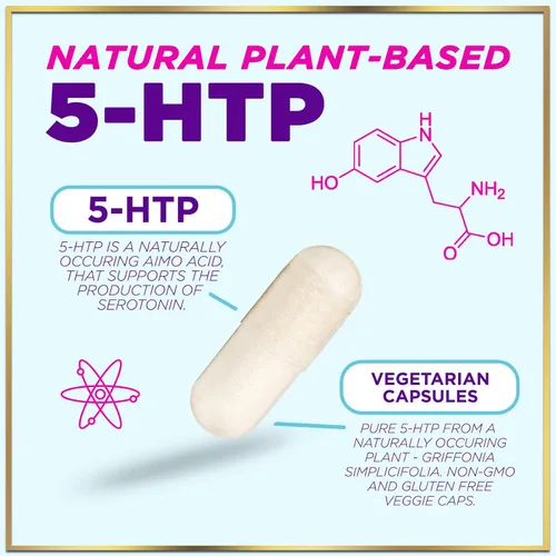 Miniatura 7 de Suplemento 5-HTP de 200 mg – Extra Strength 5HTP de Griffonia Simplicifolia – Apoya el sueño reparador, calma natural y salud cerebral – 5