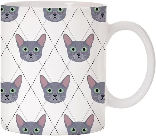 Miniatura 6 de Adorable Cat Breed Design Argyle Pattern Taza de café de cerámica (abisinian)