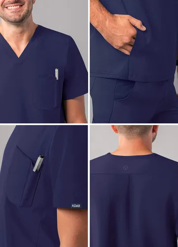 Miniatura 4 de Adar Addition Scrubs - Camisa médica moderna con cuello en V y múltiples bolsillos