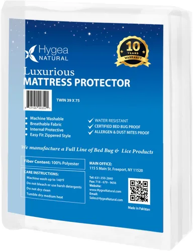 Miniatura 7 de Hygea Natural Lujosa funda de colchón – Resistente al agua, lavable, transpirable y elástica hasta 15 pulgadas. Funda de colchón con cremallera