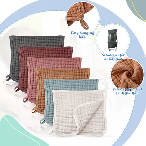 Miniatura 3 de Irenare Paquete de 6 paños de muselina para eructos de algodón, trapos grandes de 20 x 10 pulgadas, 6 capas de trapos para escupir, suaves