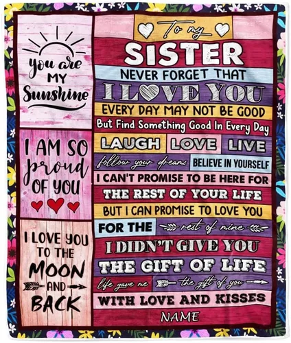 Miniatura 10 de Manta personalizada con texto en inglés «To My Sister from Brother I Love You Hugs» (texto en inglés) con texto en inglés «To My Sister», «I Love