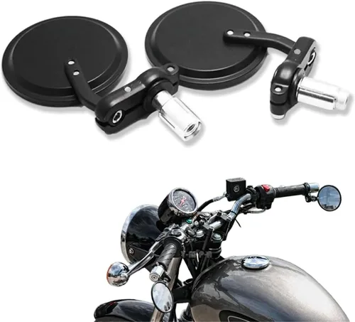 Miniatura 8 de Nuevos espejos redondos de 1 pulgada para extremo de barra para Kawasaki Suzuki Ducati, color negro