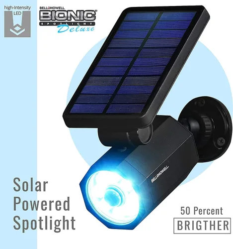 Miniatura 2 de Bell+Howell Bionic Spotlight Deluxe - Luz solar con sensor de movimiento de 25 pies, paneles solares, resistencia al agua contra las heladas, patio