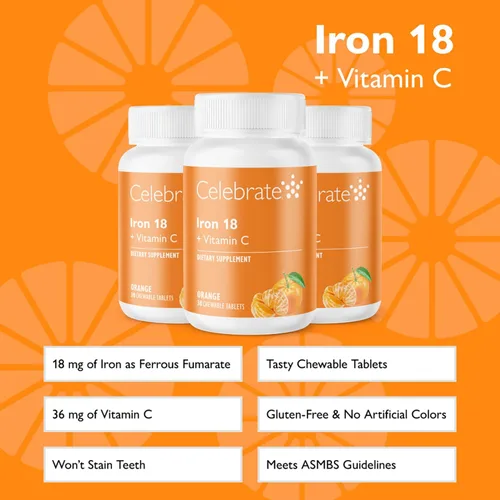 Miniatura 2 de Suplemento de hierro con vitamina C, 18 mg de hierro, 36 mg de vitamina C, vitaminas bariátricas para pacientes con WLS, cirugía de manga vertical