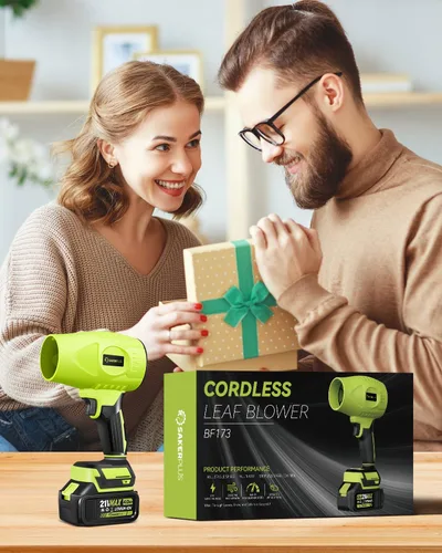 Miniatura 6 de Saker Soplador de hojas inalámbrico, limpiador de polvo portátil, sopladores de mano, 2 baterías de 4.0 Ah, 180.000 rpm, plumero de aire con Verde