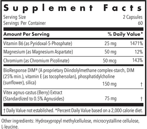 Miniatura 2 de Allergy Research Group DIM Vitex - Apoya el metabolismo del estrógeno - DIM con NAC y vitamina B y magnesio - 60 porciones - 120 cápsulas