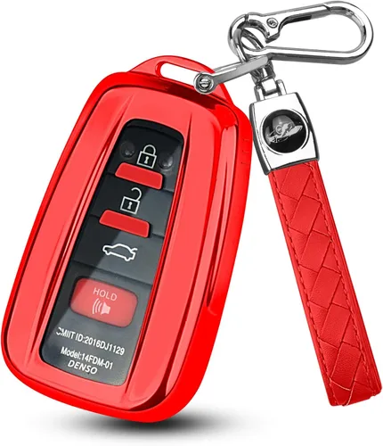 Miniatura 8 de MILD EAST - Funda para llavero de Toyota con llavero de cuero, estuche remoto envolvente de TPU premium compatible con Toyota Avalon Highlander