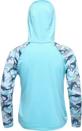 Miniatura 4 de Sudadera con capucha para niños, protección solar UPF 50+, manga larga, protección solar UV, camisa de pesca para niños y jóvenes, camisas de agua