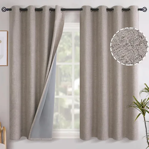 Miniatura 123 de YoungsTex - Cortinas opacas de lino para dormitorio, oscurecimiento de la habitación, cortinas con textura de lino, paneles con aislamiento térmico