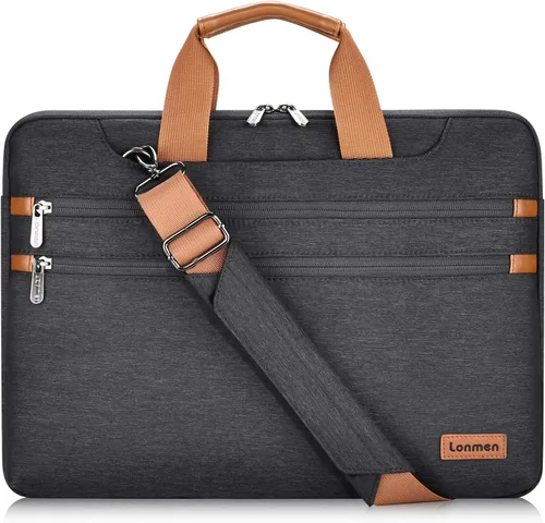 Miniatura 8 de LONMEN Bolsa de hombro para laptop de 14 pulgadas, funda de transporte para MacBook Pro/Microsoft Surface/Dell XPS/Lenovo/Asus/HP, azul