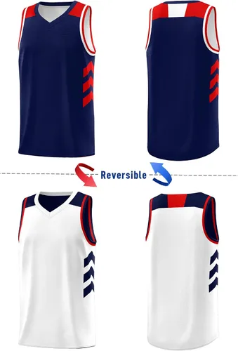Miniatura 37 de KXK Camiseta de baloncesto reversible en blanco para hombre, uniforme de equipo, atlético, hip hop, camisetas de baloncesto S-4XL
