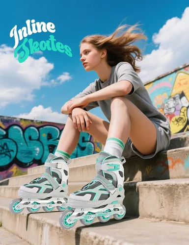 Miniatura 7 de 2PM SPORTS - Patines en línea ajustables Torinx verde para niños, patines divertidos para principiantes para niños, jóvenes, niñas, hombres