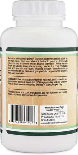 Miniatura 4 de Vitamina de queratina para el crecimiento del cabello (500 mg por porción, 120 píldoras) Tratamiento capilar de queratina para hombres y mujeres