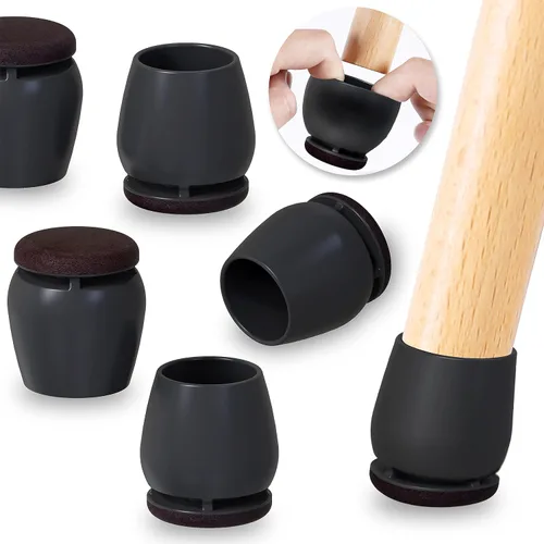 Ezprotekt 24 piezas de protectores redondos de silicona para patas de silla para suelos de madera, almohadillas de fieltro para muebles, tapas de