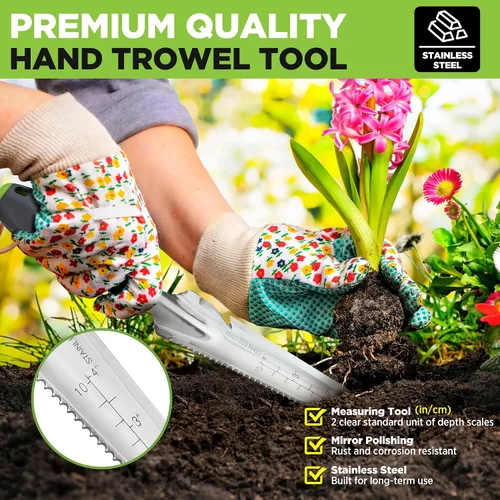 Miniatura 6 de WORKPRO Extractor de malezas manual, pala de jardín de acero inoxidable de 5 en 1 con mango suave, herramienta de jardinería para fácil remoción