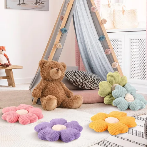 Miniatura 5 de Drydiet 6 Piezas Almohadas con Forma de Flor Margaritas Almohadas de Piso Cojines de Asiento con Forma de Flor de 15 Pulgadas para Leer Sofá Sillón