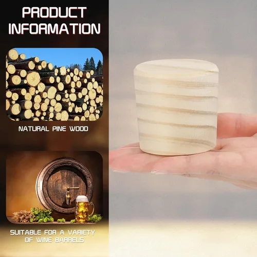 Miniatura 3 de Weysat Tapón de tapón de corcho para barril de vino, 2 pulgadas, tapón de orificio para whisky, madera de roble, para manualidades de botellas