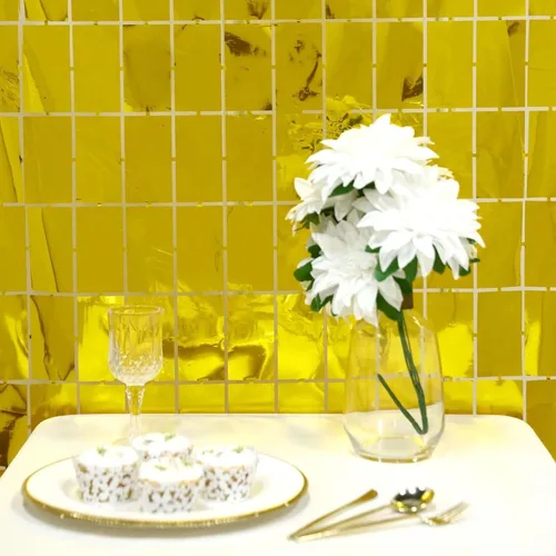 Miniatura 3 de Efavormart - Telón de fondo rectangular de aluminio metálico dorado brillante para puerta, ventana, fiesta, 3 x 6.5 pies