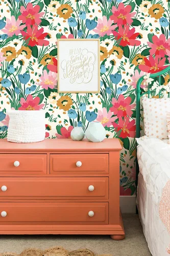 Miniatura 8 de Papel tapiz floral removible botánico de primavera para baño, papel tapiz botánico para inquilinos botánicos, papel tapiz de contacto de flores