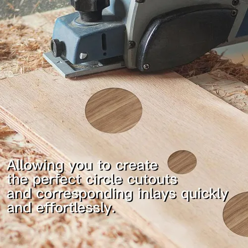 Miniatura 5 de Paquete de 4 plantillas de incrustaciones circulares para enrutador para carpintería, plantillas decorativas para enrutador