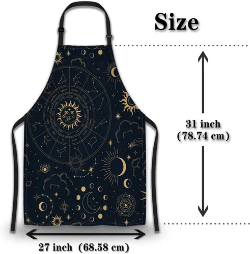 Miniatura 2 de Delantal de cocina para mujer, astrología mágica con constelaciones, delantales divertidos para hombres, para cocina, restaurante, barbacoa