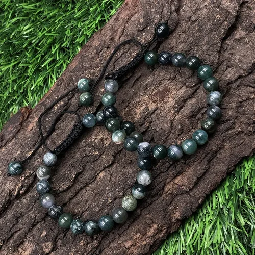 Miniatura 3 de AAA MUSS AGATE - Cuentas de cristal de piedras preciosas naturales para curación natural, unisex, pulseras de macramé ajustables de 0.315 in