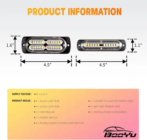 Miniatura 6 de 8 piezas Luces LED Intermitentes Estroboscópicas de Emergencia de Montaje en Superficie con Controlador para Camiones, Vehículos, Automóviles (4Y4W)