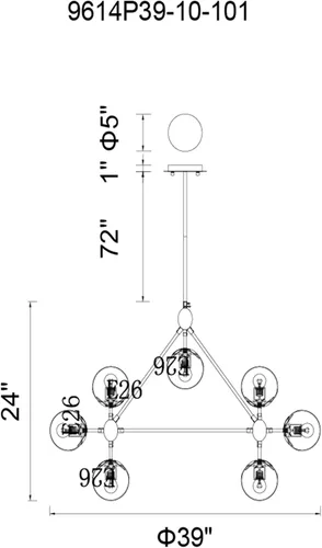 Miniatura 8 de CWI Lighting Lámpara de araña de metal contemporánea con 10 luces en negro