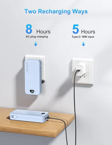 Miniatura 6 de Ffnpua Cargador portátil con enchufe de pared, batería externa de 20000 mAh con USB C de carga rápida, paquete de batería externa con cables