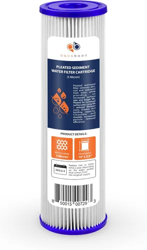 Miniatura 8 de Aquaboon Cartucho de filtro de sedimento plisado para toda la casa de 5 micras de 10 x 2.5 pulgadas para reemplazo de filtro de agua de pozo