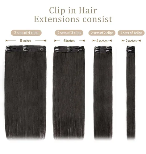 Miniatura 4 de Amethyst Extensiones de cabello humano real con broches, para mujeres negras, 4.23 oz, 100% sin procesar, cabello virgen brasileño de 26 pulgadas, 8