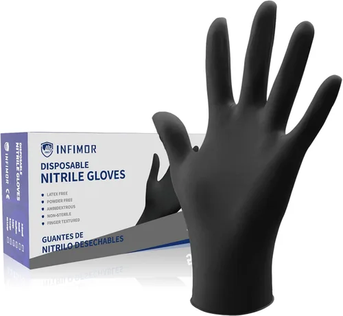 Miniatura 9 de Guantes de examen de nitrilo sin látex y sin polvo, guantes de nitrilo desechables no estériles de 5 mil para cocinar, limpiar