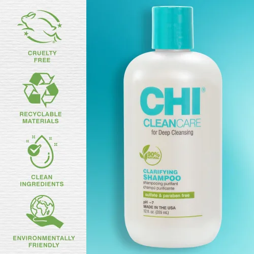 Miniatura 3 de CHI CleanCare Champú Clarificante, Limpia Profundamente el Cabello y el Cuero Cabelludo, Elimina la Acumulación y Restaura la Humedad del Cabello