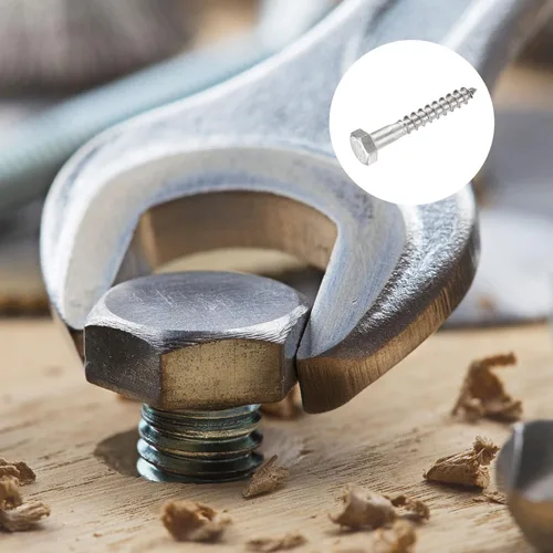 Miniatura 3 de METALLIXITY Tornillos hexagonales (M6 x 1.575 in), 10 unidades, pernos de madera autorroscantes de acero inoxidable 304, para aplicaciones domésticas