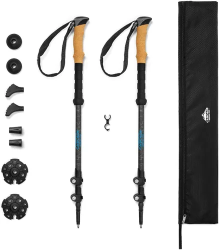 Miniatura 11 de Cascade Mountain Tech - Bastones de senderismo de fibra de carbono, bastones para caminar o hacer senderismo con seguros ajustables rápidos Verde