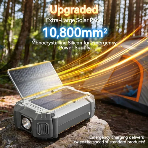 Miniatura 3 de VXF Radio de emergencia con manivela solar, radio meteorológica NOAA de 5000 mAh, radio portátil AM/FM/WB, linterna y alerta SOS para emergencia