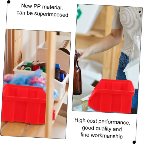 Miniatura 8 de DOITOOL Cajas de cajas de plástico con tapas, cubos de almacenamiento pequeños, cubos de almacenamiento apilables montados en la pared rojos