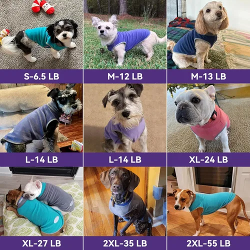 Miniatura 5 de cyeollo Paquete de 2 suéteres elásticos de forro polar para perro, chaqueta reflectante de invierno para perros, suéteres para perros medianos