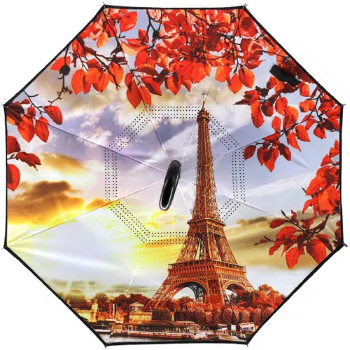 Miniatura 2 de MRTLLOA - Paraguas invertido de doble capa, mango en forma de C, impermeable, anti rayos UV, resistente al viento, para automóvil, lluvia y uso