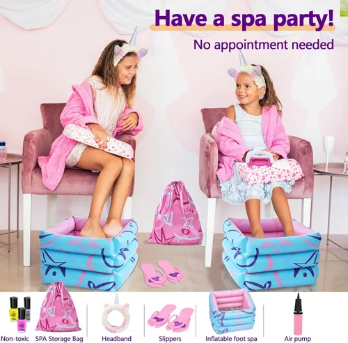 Miniatura 3 de Kit de Día de Spa para Niñas Juguete - Conjunto de Esmalte de Uñas para Regalos de Niñas 7-12 - Día de Spa de Pies para Niña para Manicuras Pedicura