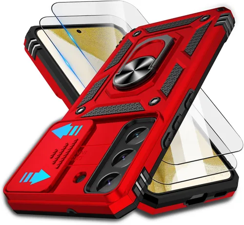 Miniatura 75 de ATUMP Funda para OnePlus Nord N200 5G con protector de pantalla HD con cubierta para cámara deslizante, soporte de anillo de rotación de 360°