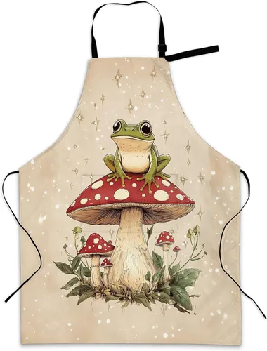 Miniatura 13 de Delantal de cocina con bolsillo, cuello ajustable impermeable y lazos largos, delantal de cocina para hornear, jardinería, pintura para mujer Retro