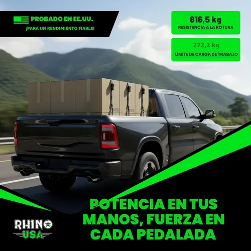 Miniatura 7 de Rhino USA - Correas de trinquete de amarre (4), 1 pulgada x 15 pies (resistencia 1823 libras), con ganchos en S de seguridad, alta calidad para Negro