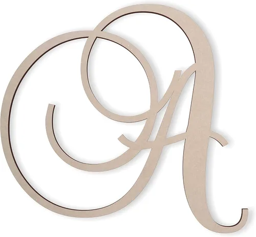 Jess and Jessica Letra de madera A, 4 pulgadas de largo x 1/4 de pulgada de grosor, letras grandes de madera para decoración de pared, letras