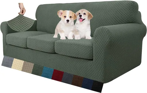 Miniatura 47 de MAXIJIN funda para sofá de 4 piezas, para sofás de 3 plazas, muy elástica, no se desliza, para perros, para mascotas, protector elástico de muebles