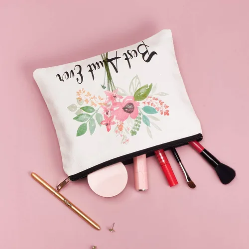 Miniatura 5 de Bolsa de cosméticos Best Aunt Ever, regalos para tía, regalos de sobrina para Navidad, cumpleaños, jubilación, tía, viaje, bolsa de maquillaje