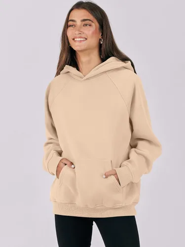 Miniatura 9 de LOGENE Sudaderas con capucha para mujer, de manga larga, de vellón, de gran tamaño, informales, básicas, sin botones, ropa de entrenamiento de otoño